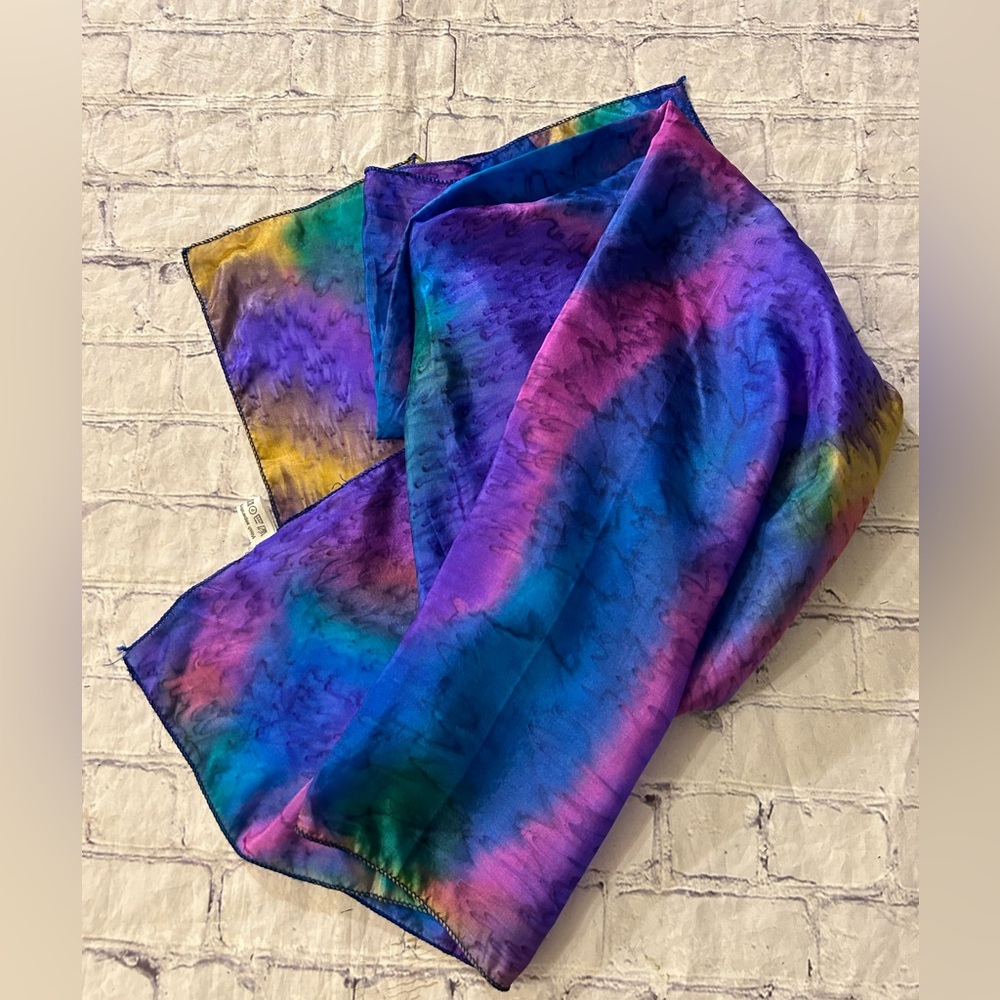 BURSA HAND MADE PURE SILK TYE-DYE COLORFUL SQUARE SCARF